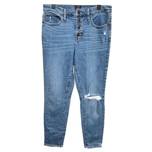 J.Crew 10" High Rise Skinny Jeans Womens Size 29 Button Fly Distressed Whiskered